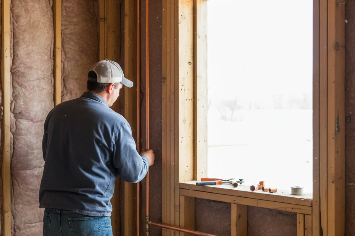 Licensed plumber running new copper supply lines in a Lewisville home