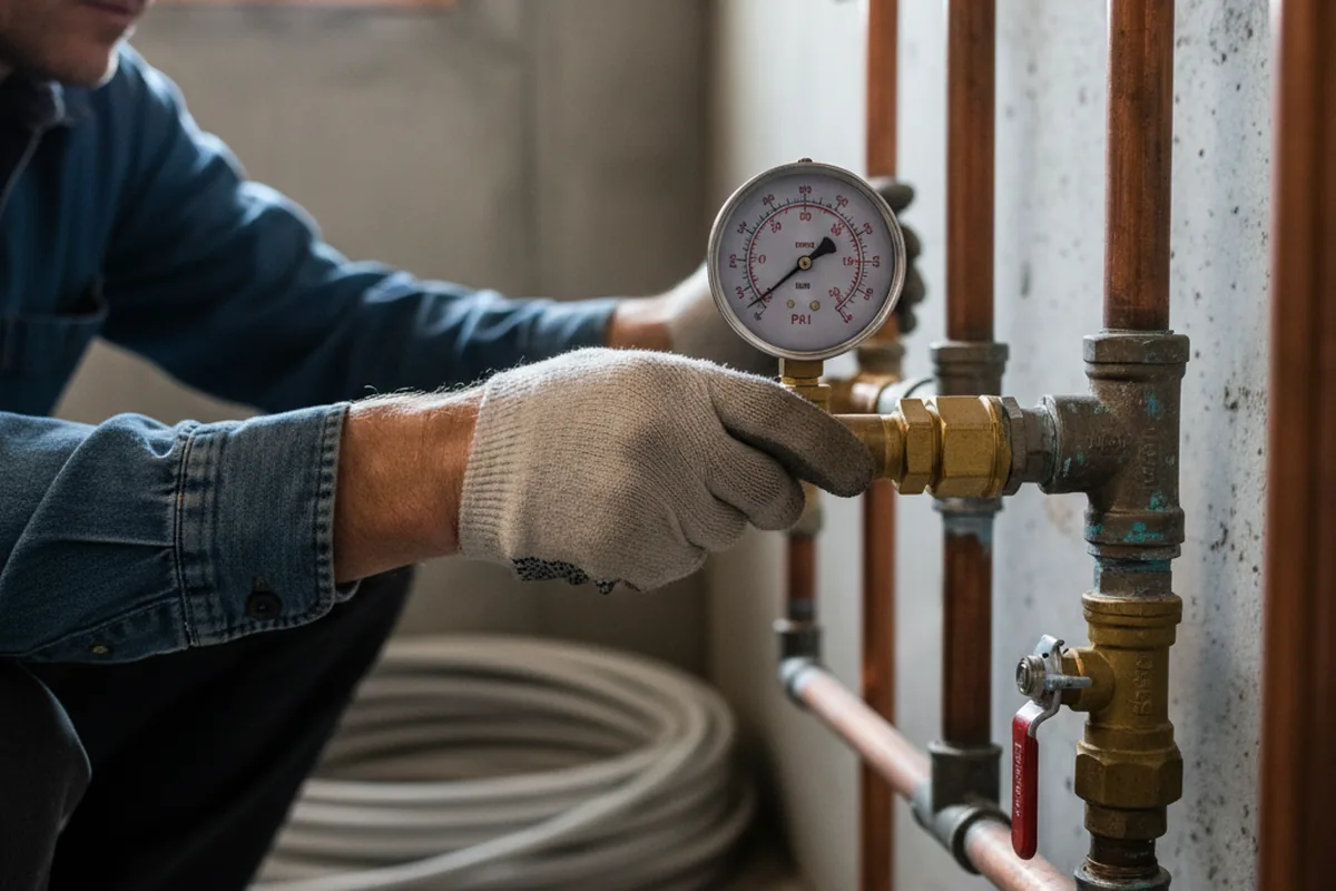 Pressure testing a repaired line during Water Line Repair in Lewisville